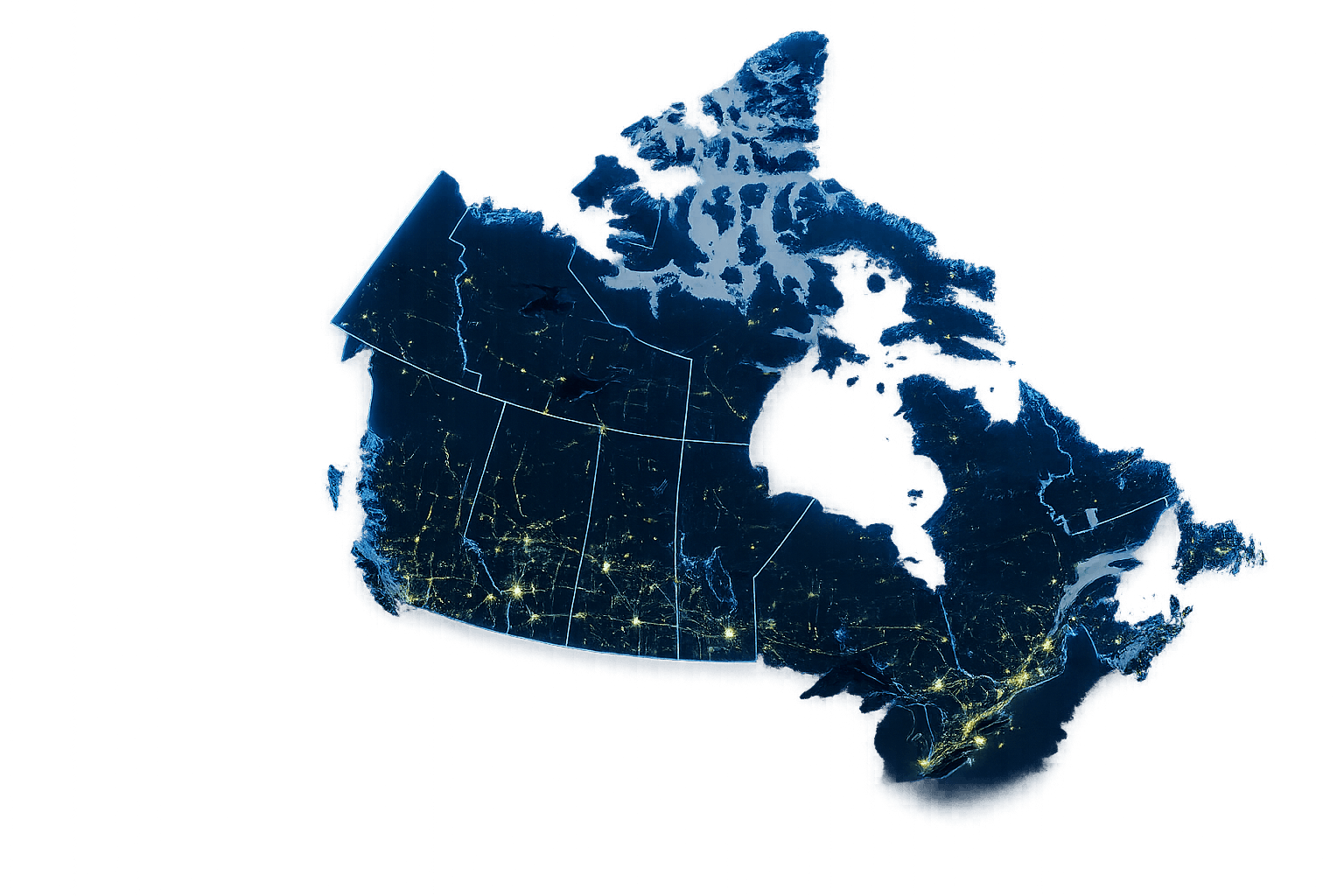 Digital map of Canada showing Canadian tender opportunities on ContractFinder.ca